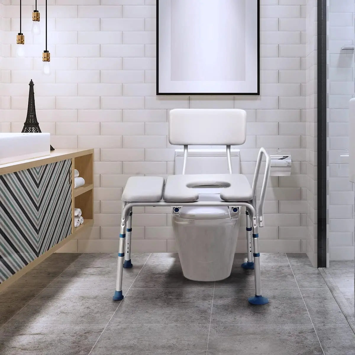 500lbs Shower Transfer Bench With Commode Canva Home