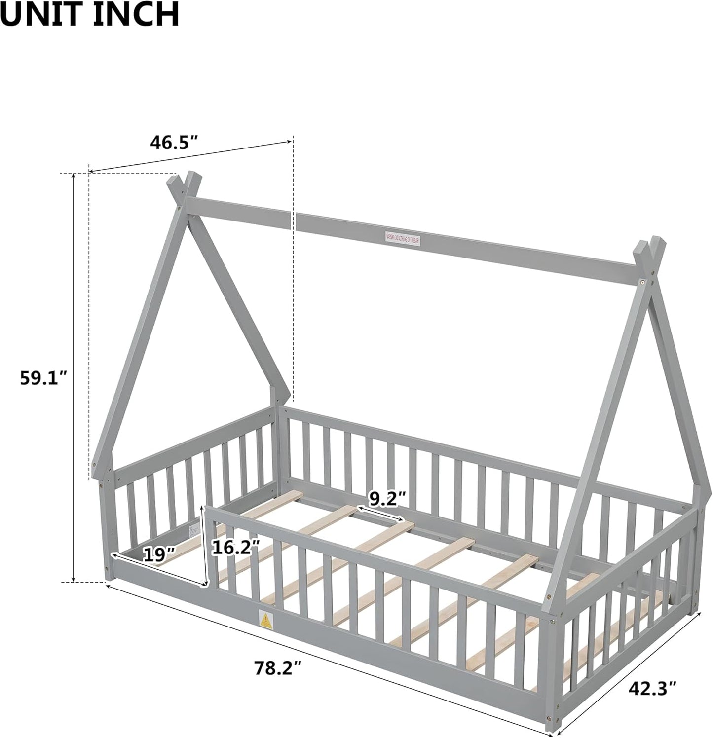 Tent Twin Montessori Floor Bed With Rails