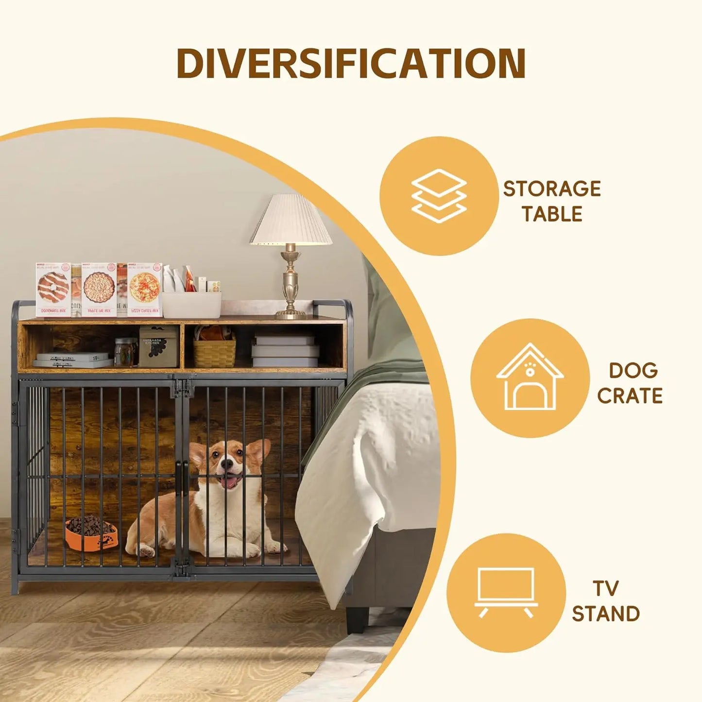 41" Faye Rustic Large Dog Crates Furniture Canva Home
