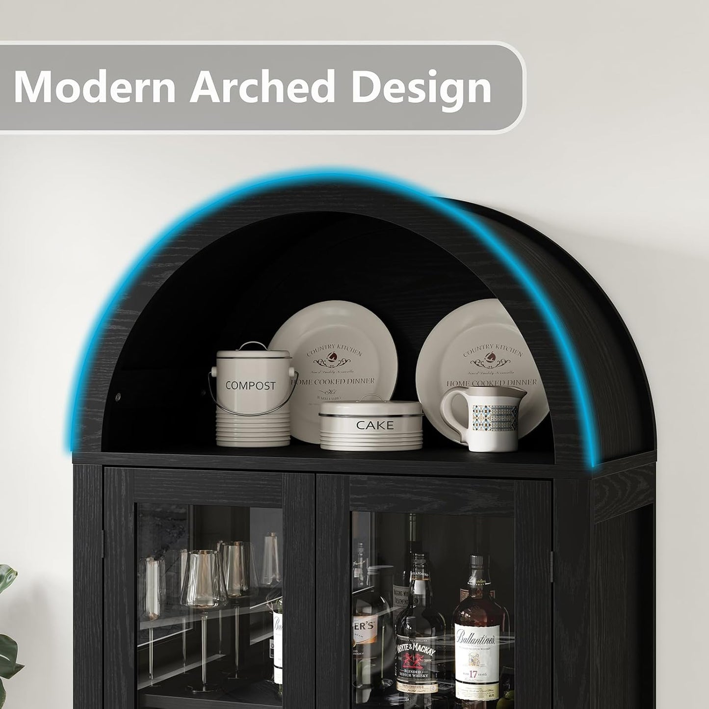 Rivas Black Arched Storage Display Cabinet