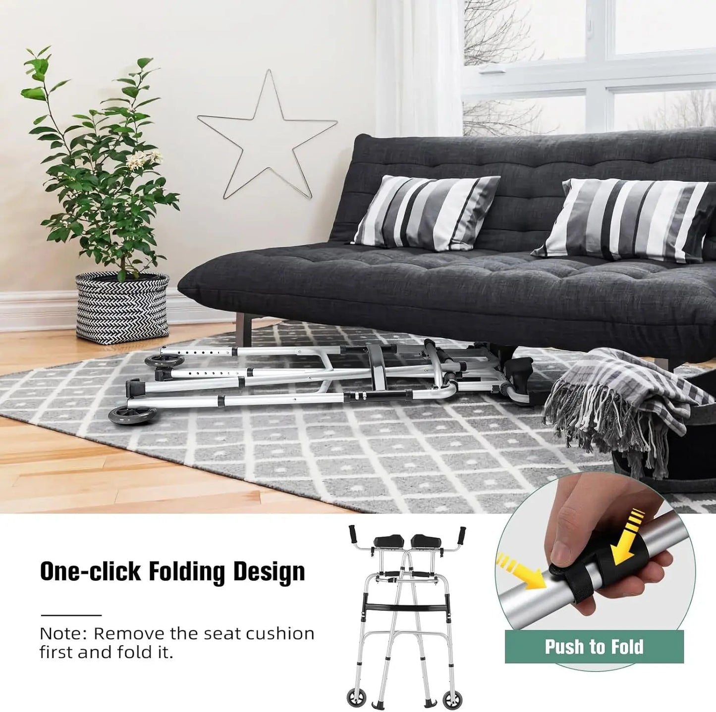 Senior Lightweight Upright Mobility Walker With Seat Canva Home