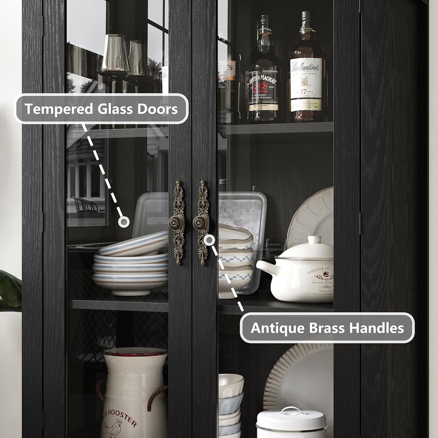 Rivas Black Arched Storage Display Cabinet