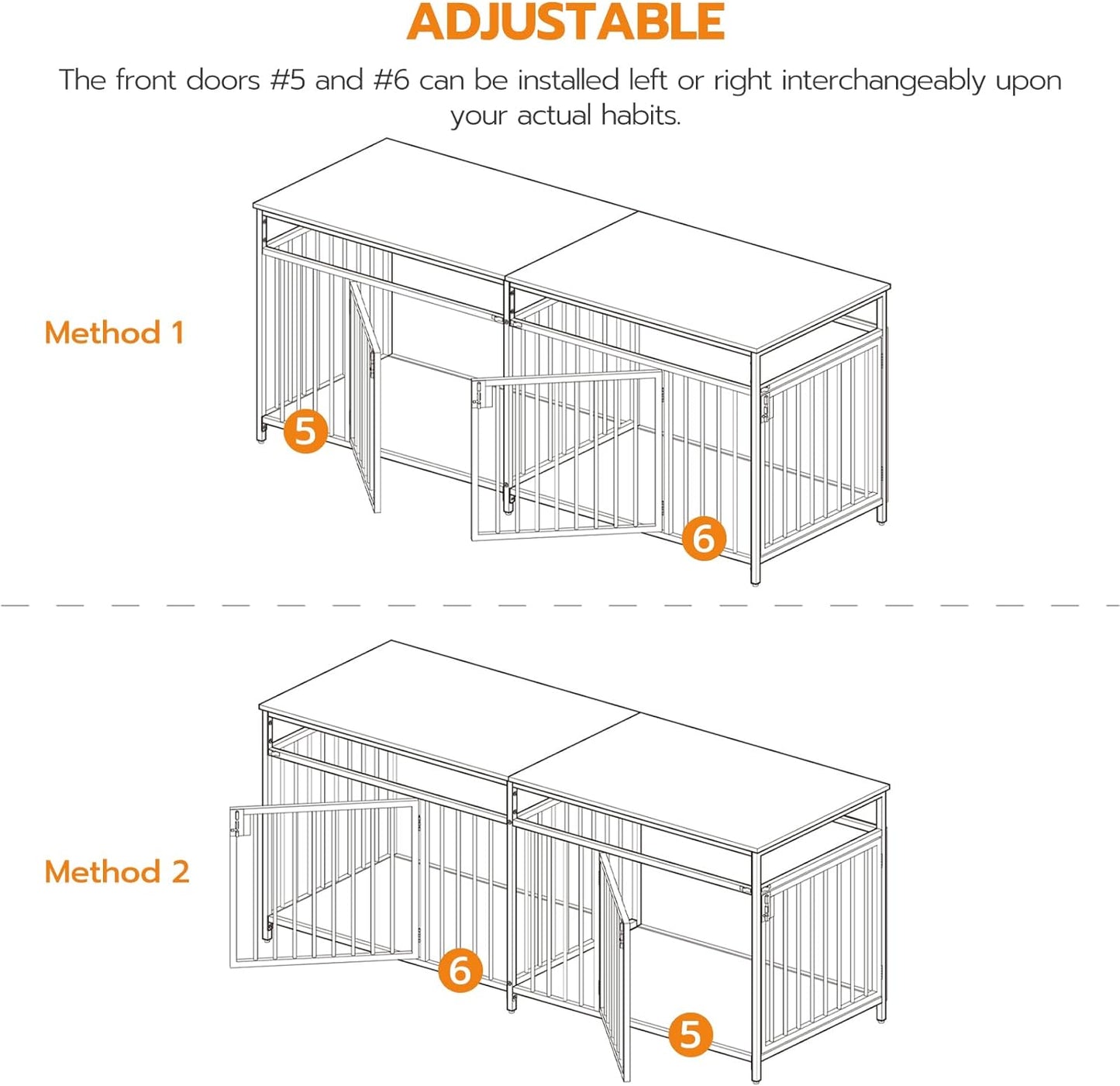 62.9" Scott Double Dog Crate Furniture For 2 Dogs