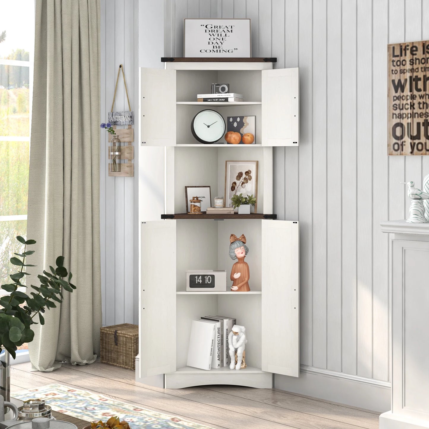 Denis Tall Corner Kitchen Pantry Cabinet