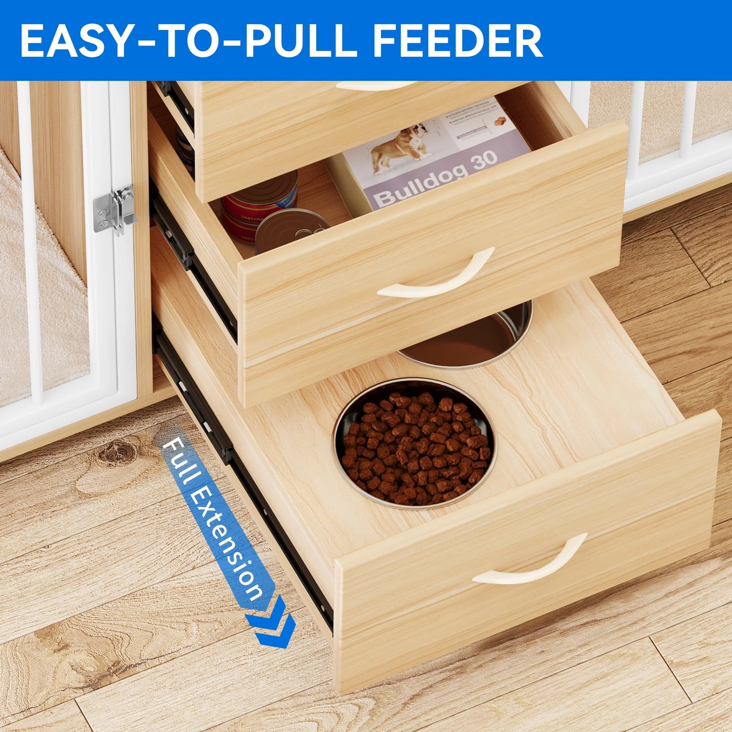 74.4" Koch Double Dog Crate Furniture For 2 Dogs