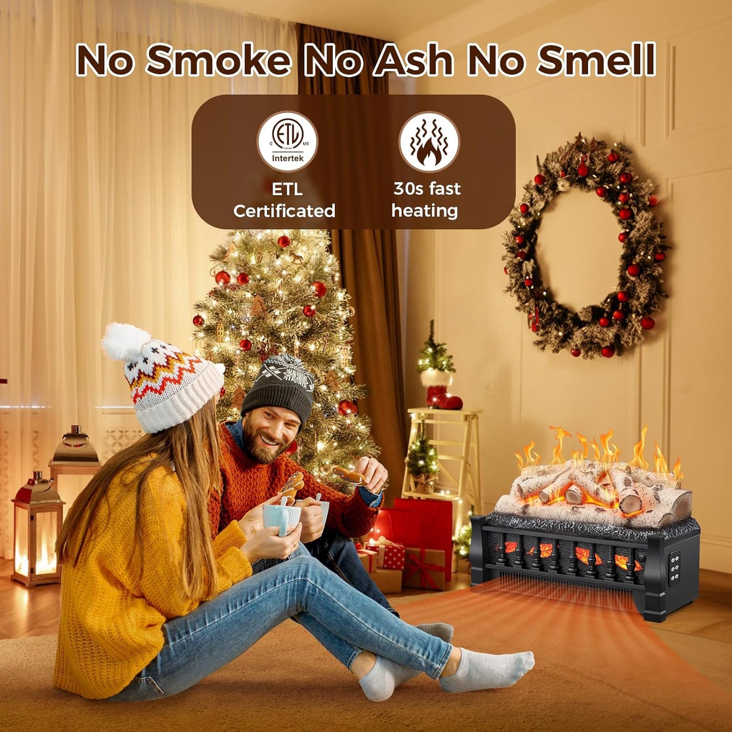 Electric Portable Fake Log Fireplace Insert