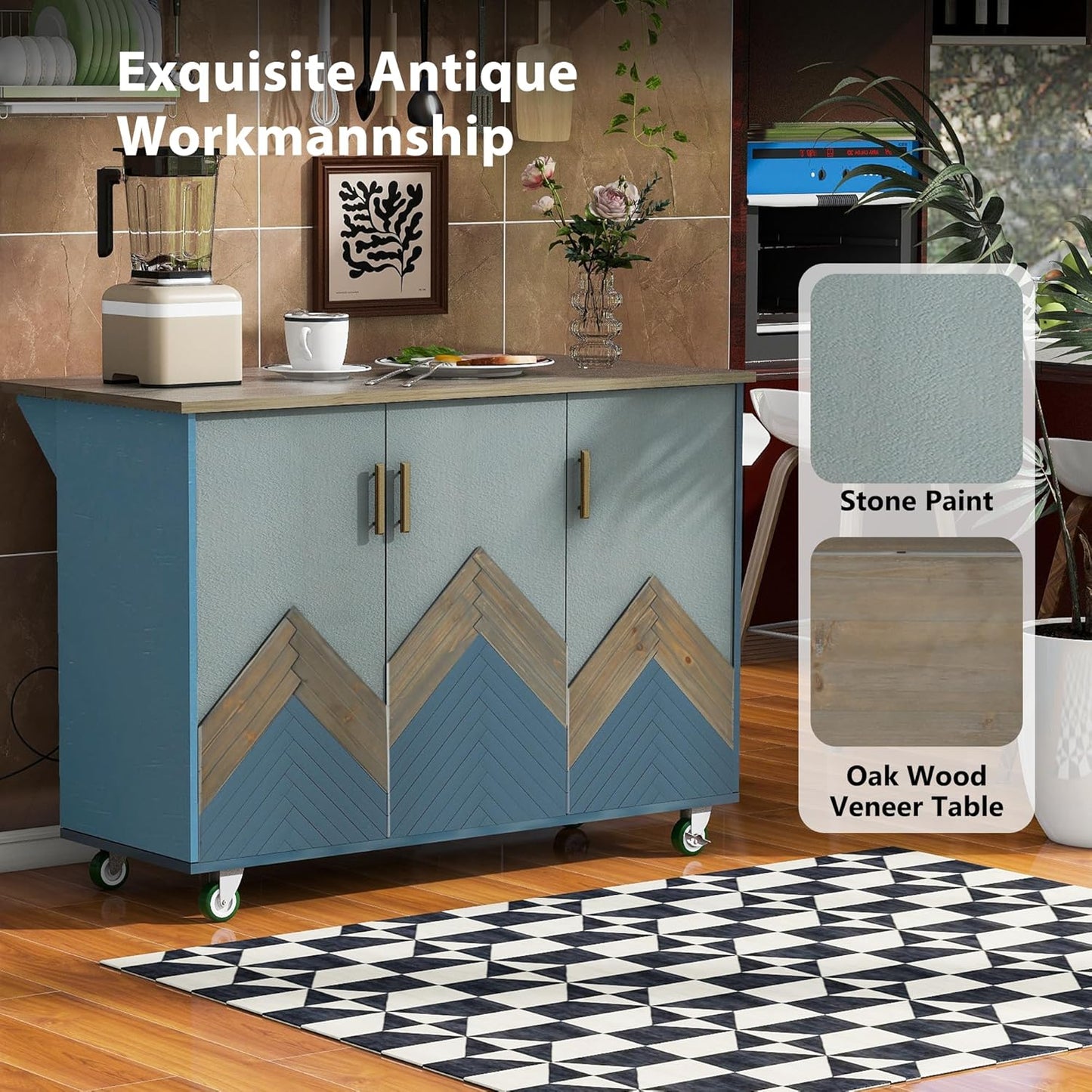 Shane Rolling Drop Leaf Kitchen Island Cart