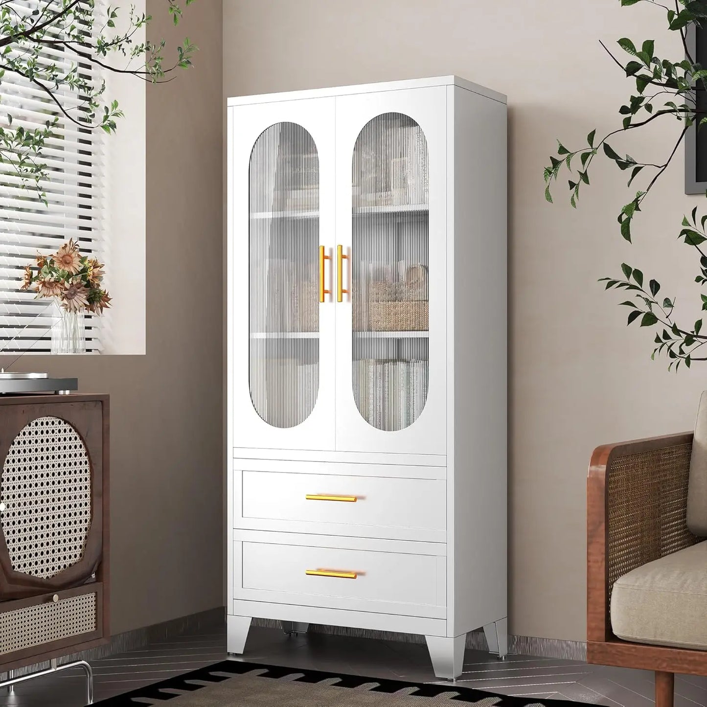 Tess Black Cabinet With Glass Canva Home