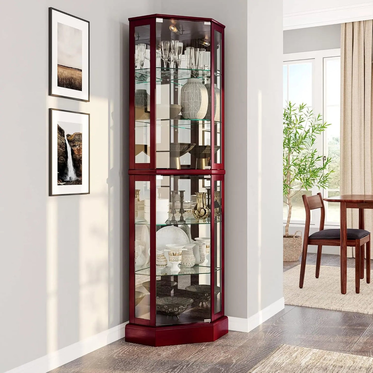 Romeo Corner Curio Cabinet With Glass Doors Canva Home