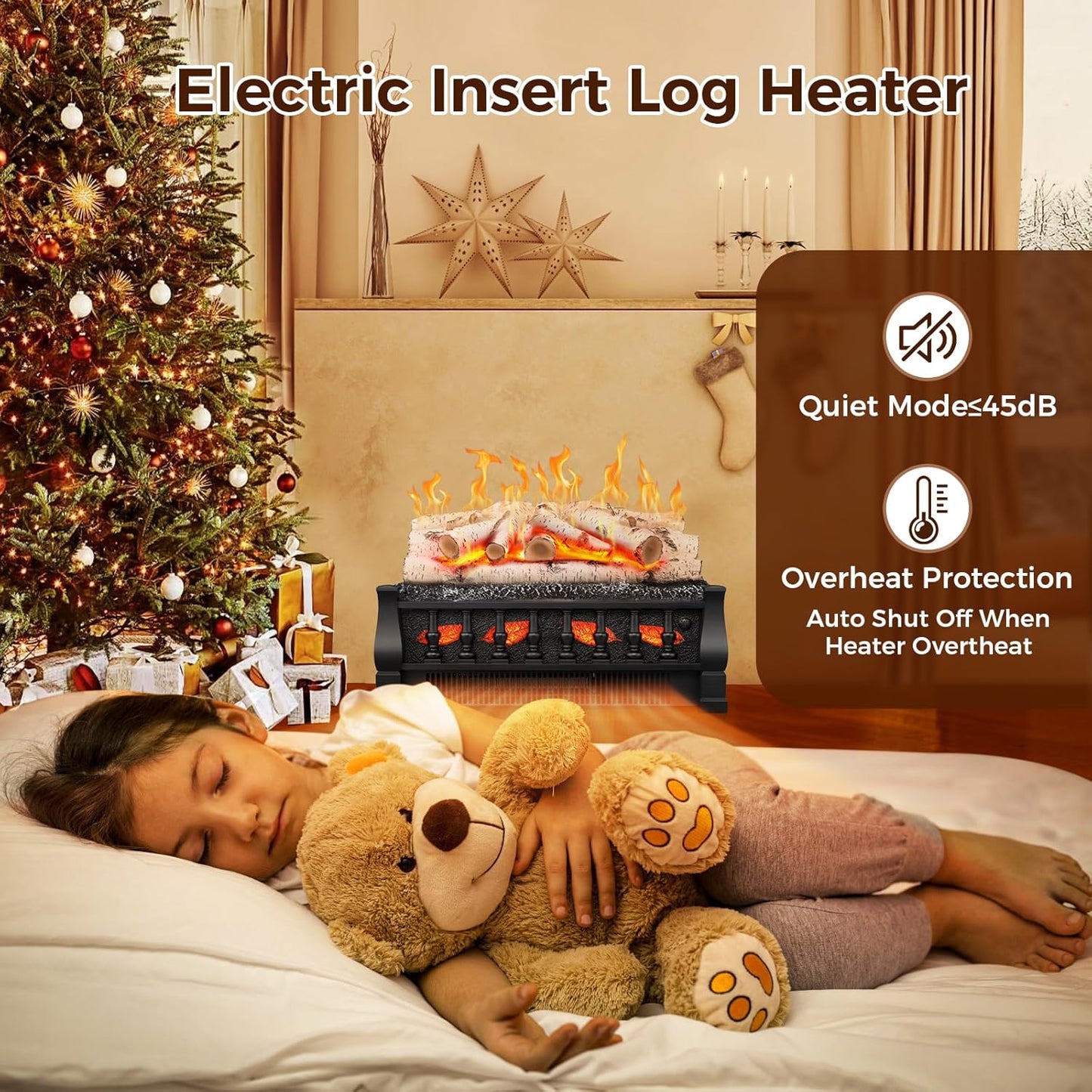 Electric Portable Fake Log Fireplace Insert