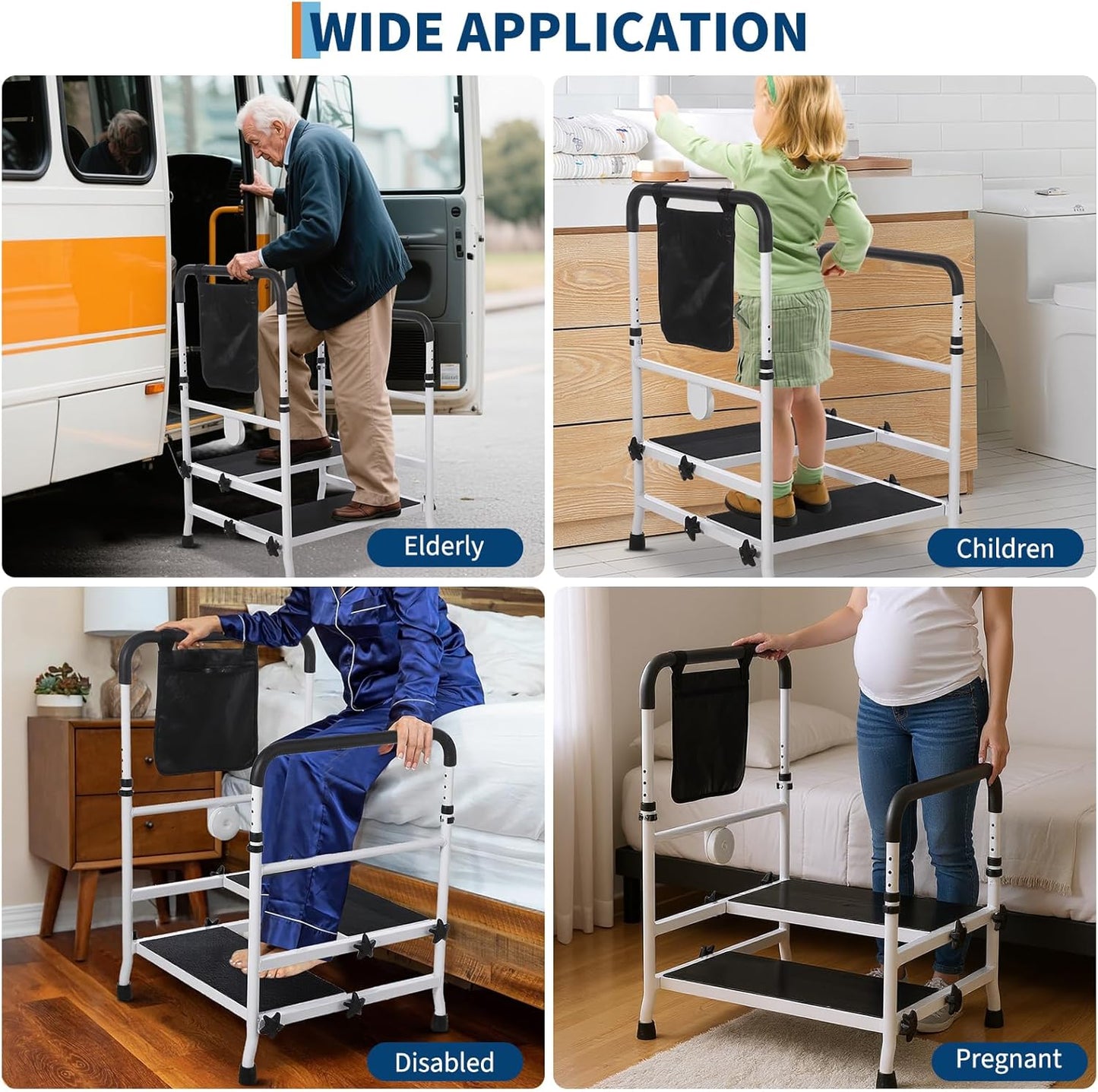 22" Elderly Bedside Step Stool (Double Steps)