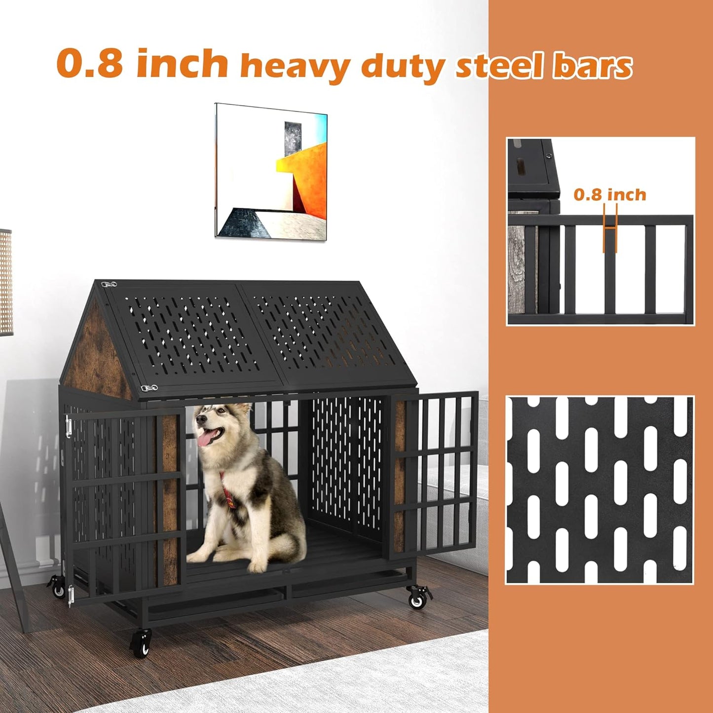 42.1" Lexi Indestructible Heavy Duty Dog Crate