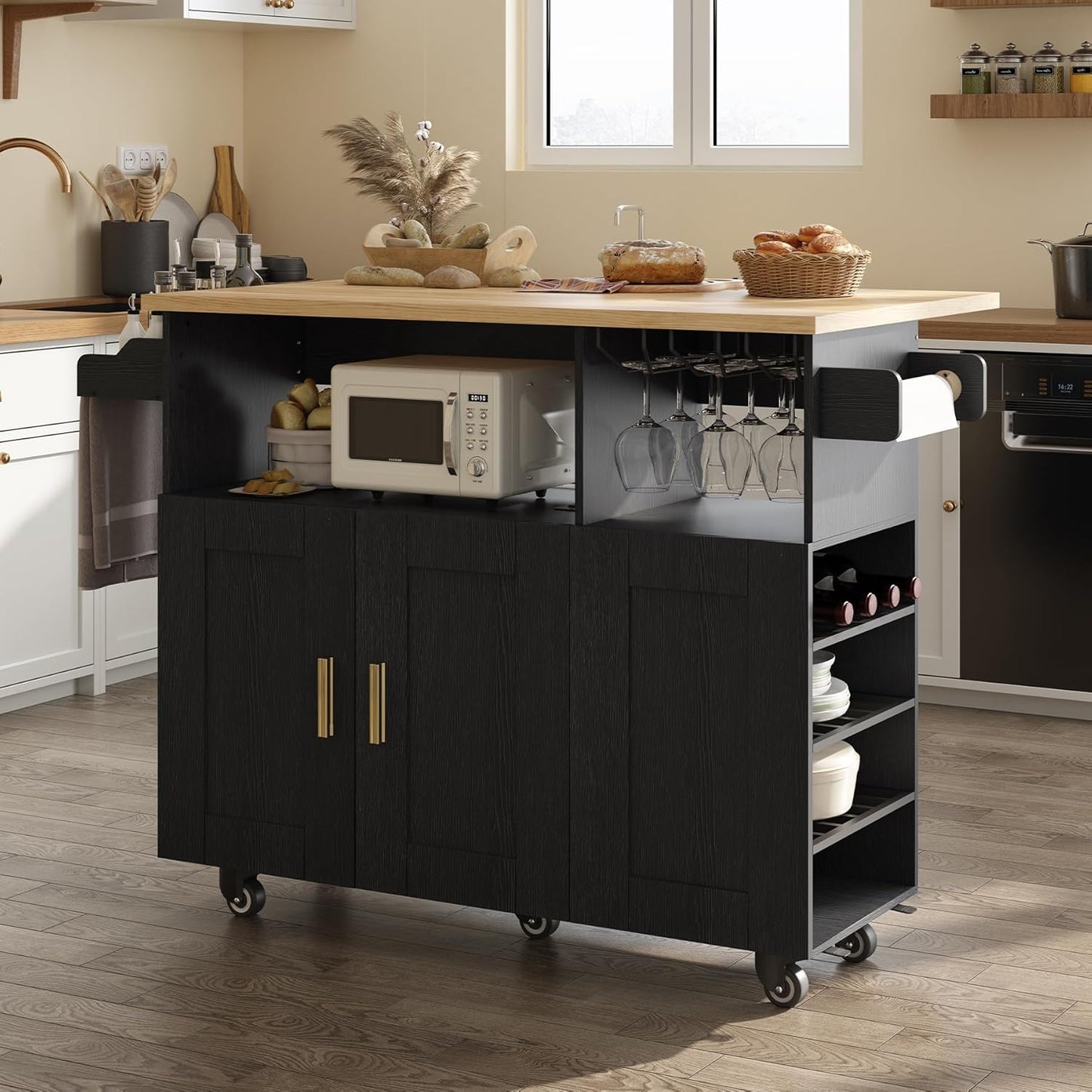 Myles Rolling Drop Leaf Kitchen Island Cart