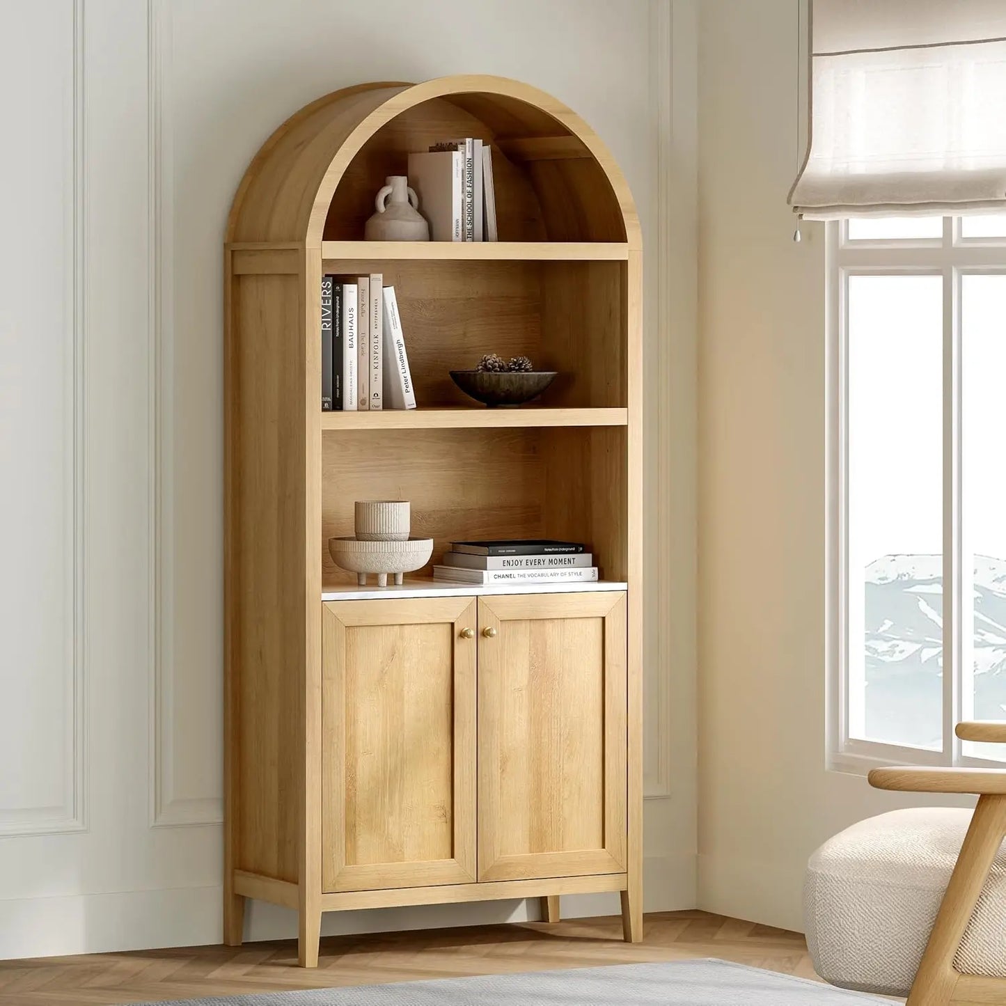 Lois Tall Arched Storage Display Cabinet Canva Home