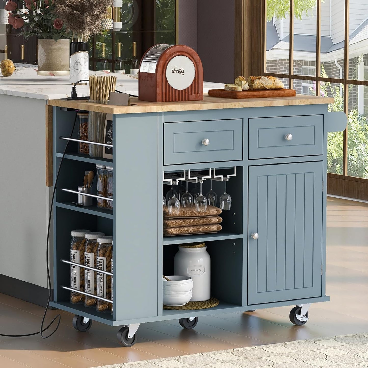 Ollie Rolling Drop Leaf Kitchen Island Cart