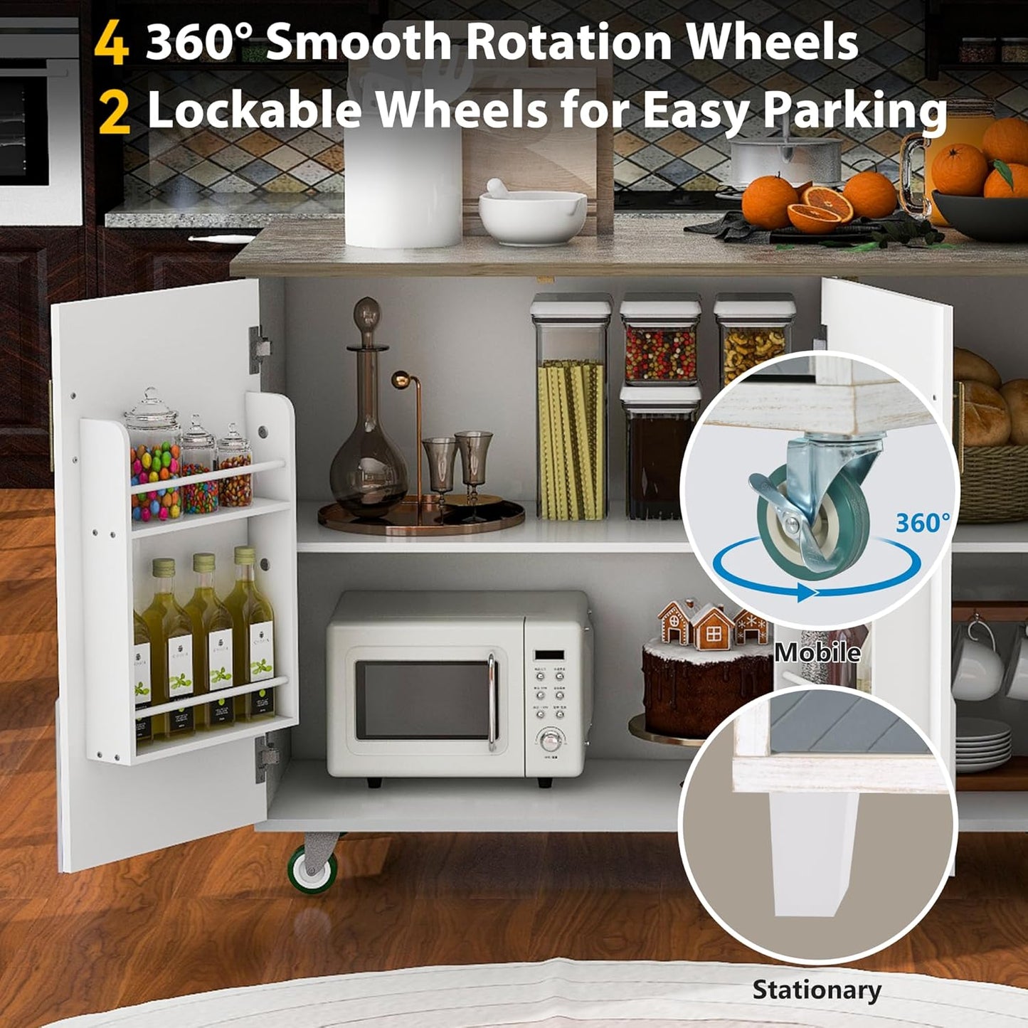 Shane Rolling Drop Leaf Kitchen Island Cart