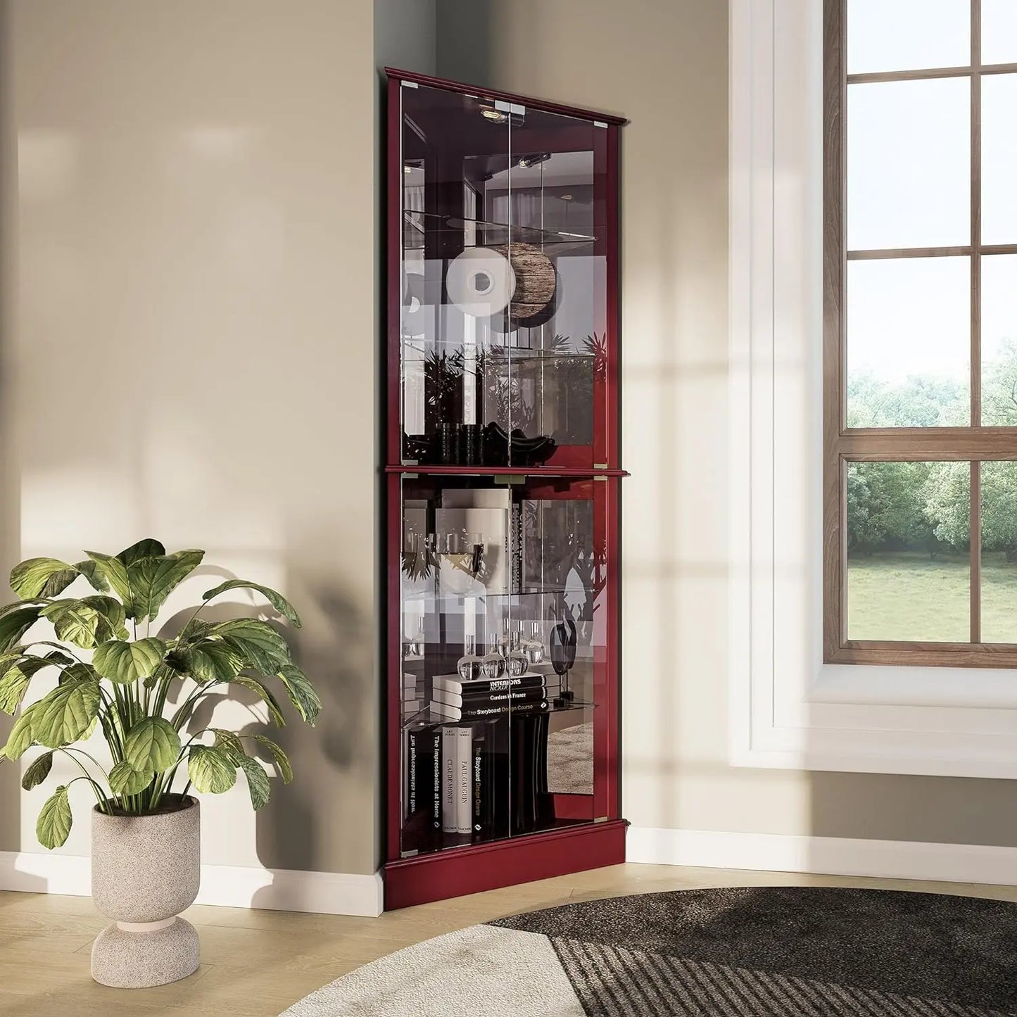 Nunez Corner Curio Cabinet With Glass Doors Canva Home