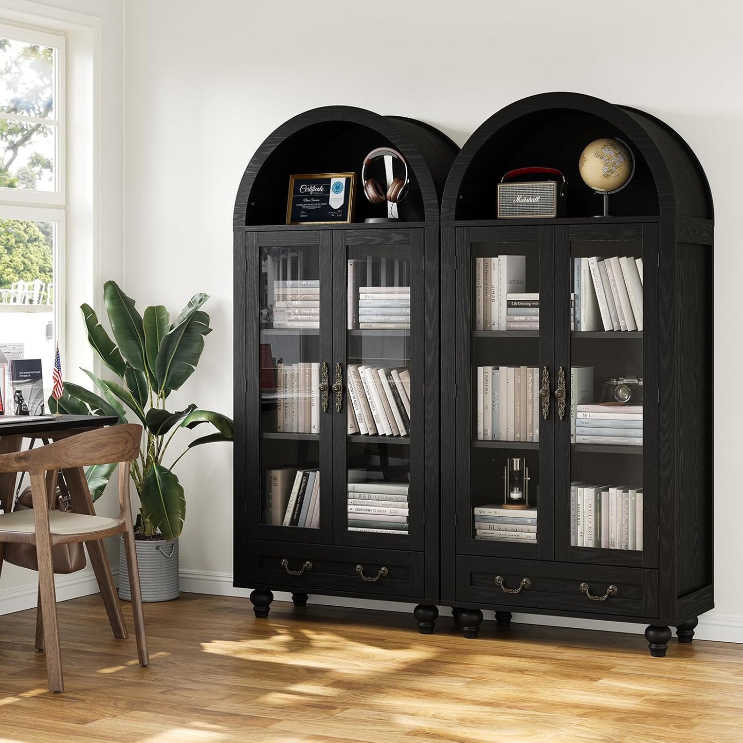 Rivas Black Arched Storage Display Cabinet