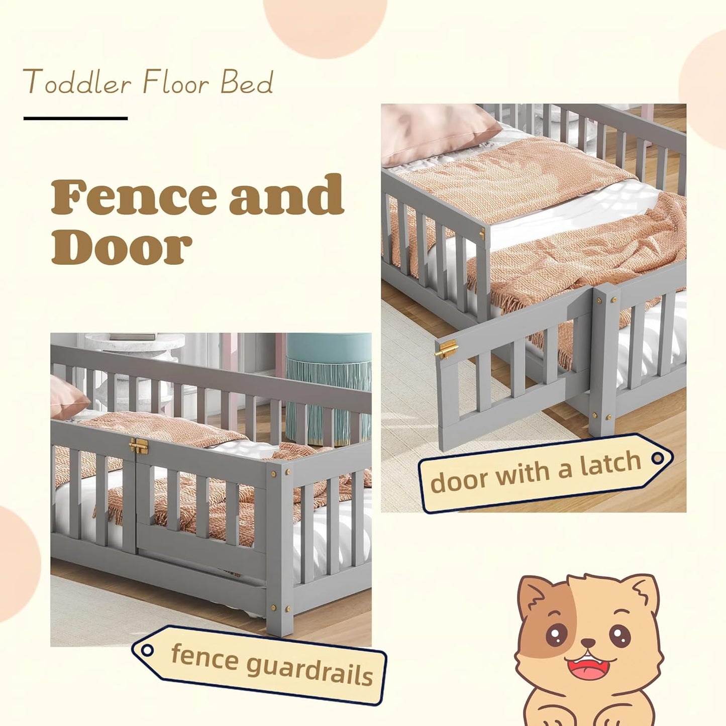 House Twin Montessori Floor Bed With Rails