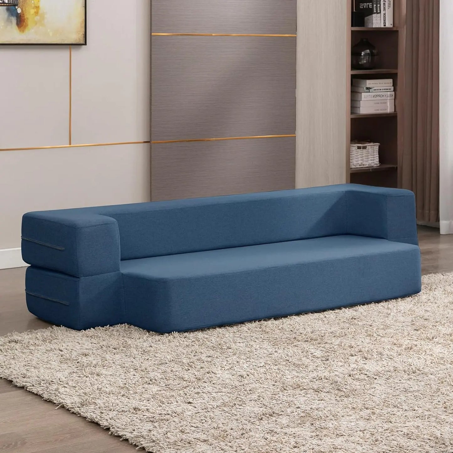 Modern Straight Queen Convertible Futon Sofa Bed Canva Home
