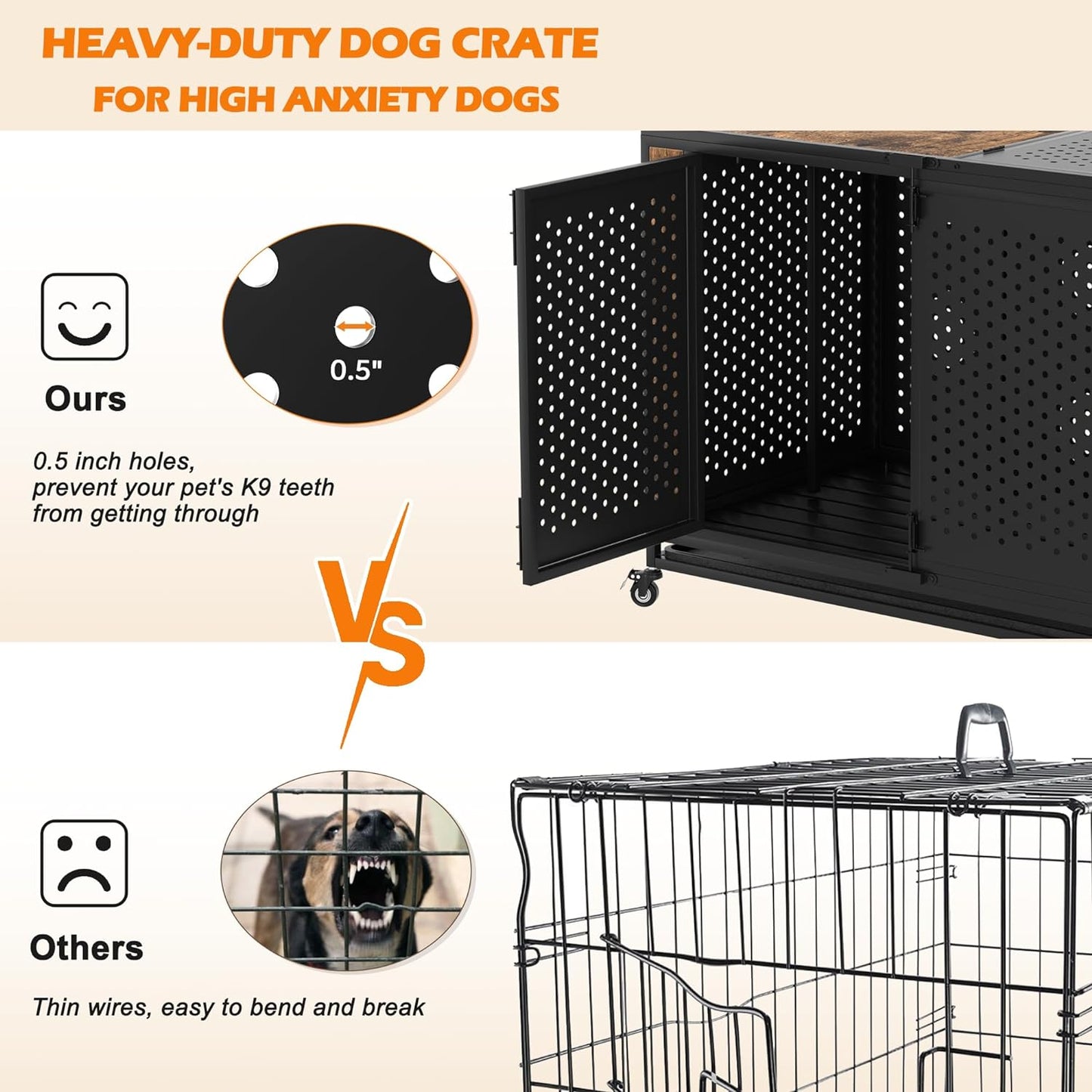 47.2" Umar Indestructible Heavy Duty Dog Crate
