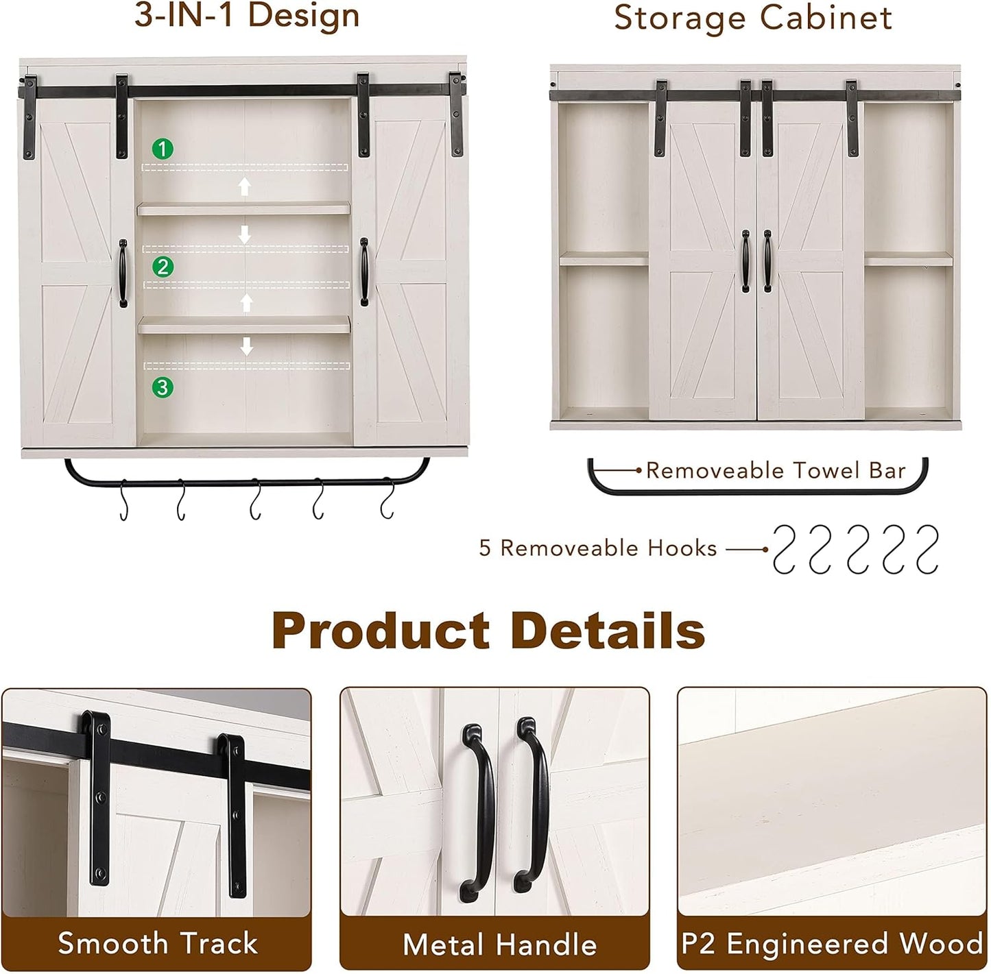 Elle Farmhouse Wall Mount Medicine Cabinet