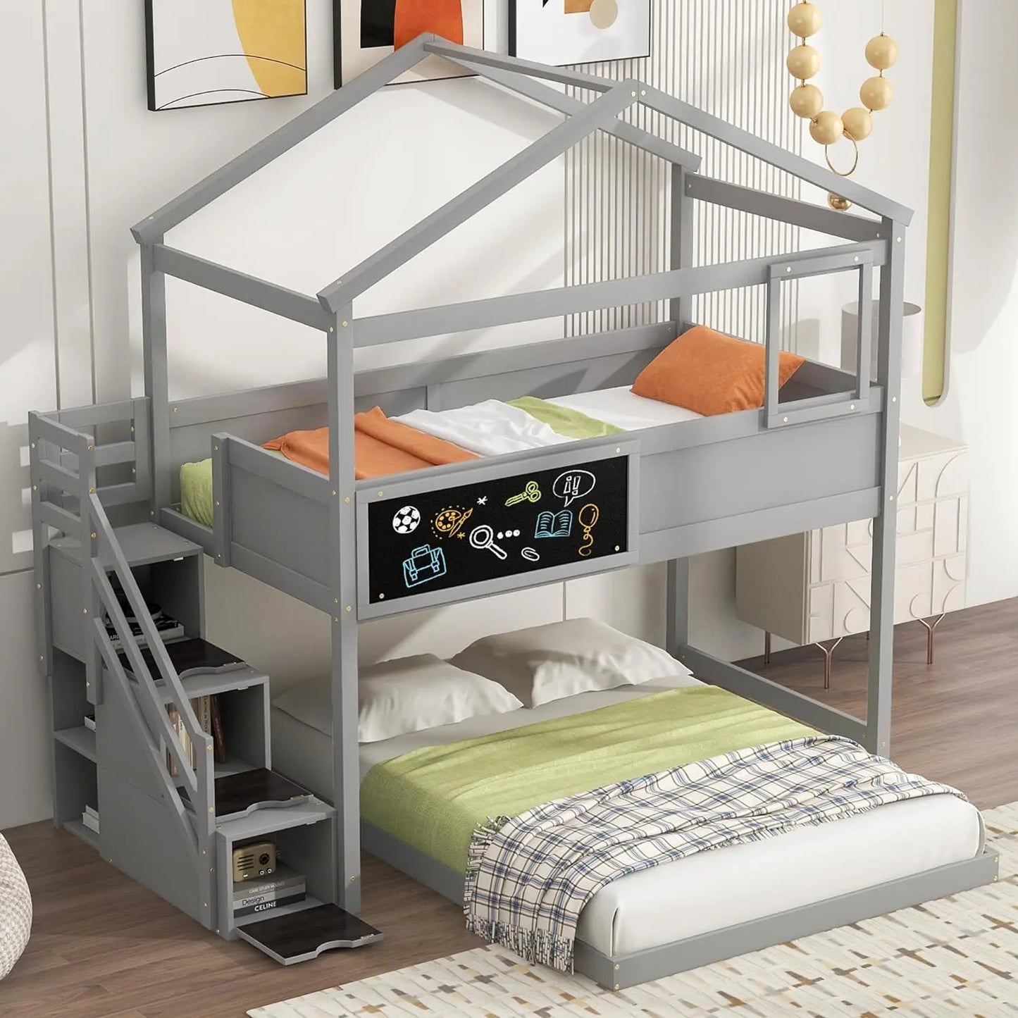 Lyra Twin Over Full Kids Bunk Bed With Stairs Canva Home