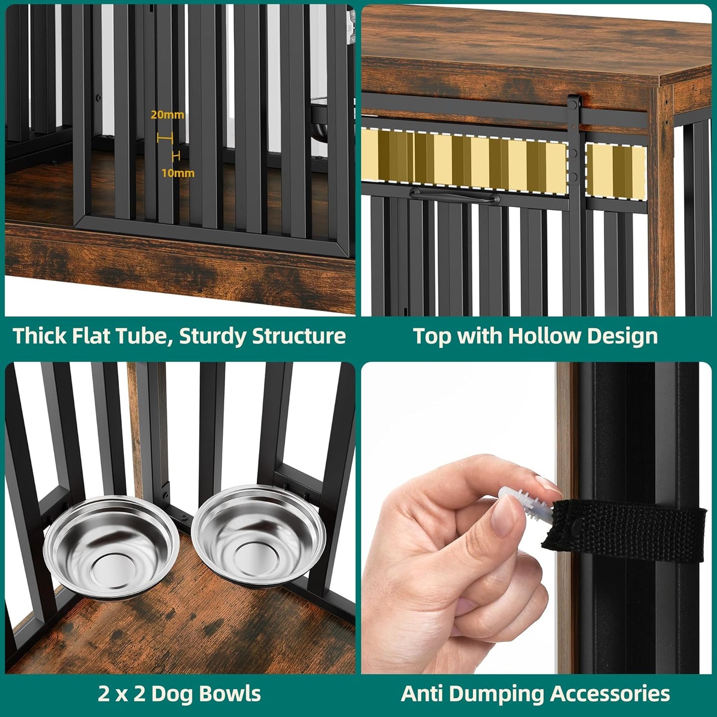 86.6" Ross Double Dog Crate Furniture For 2 Dogs - Canva Home
