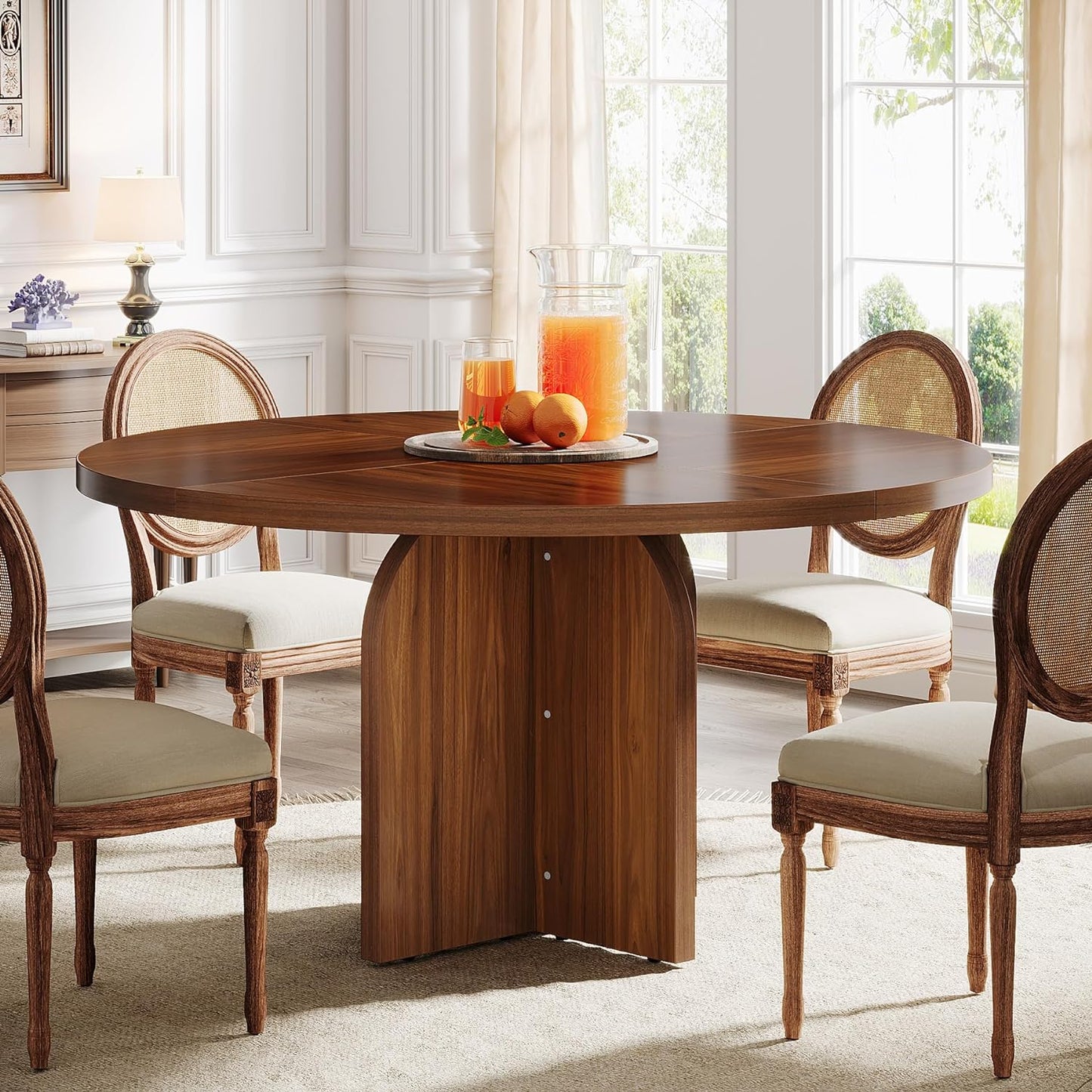 Irwin Round Rustic Farmhouse Dining Table For 4