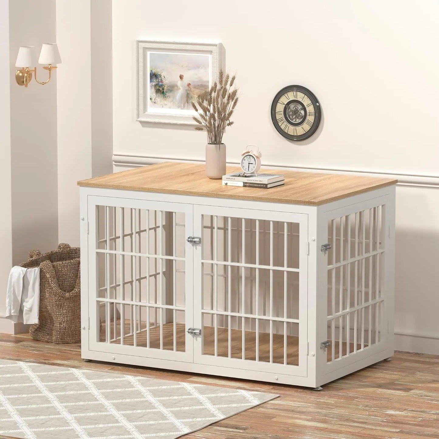 47.2" Roman Large Dog Crates Furniture Canva Home