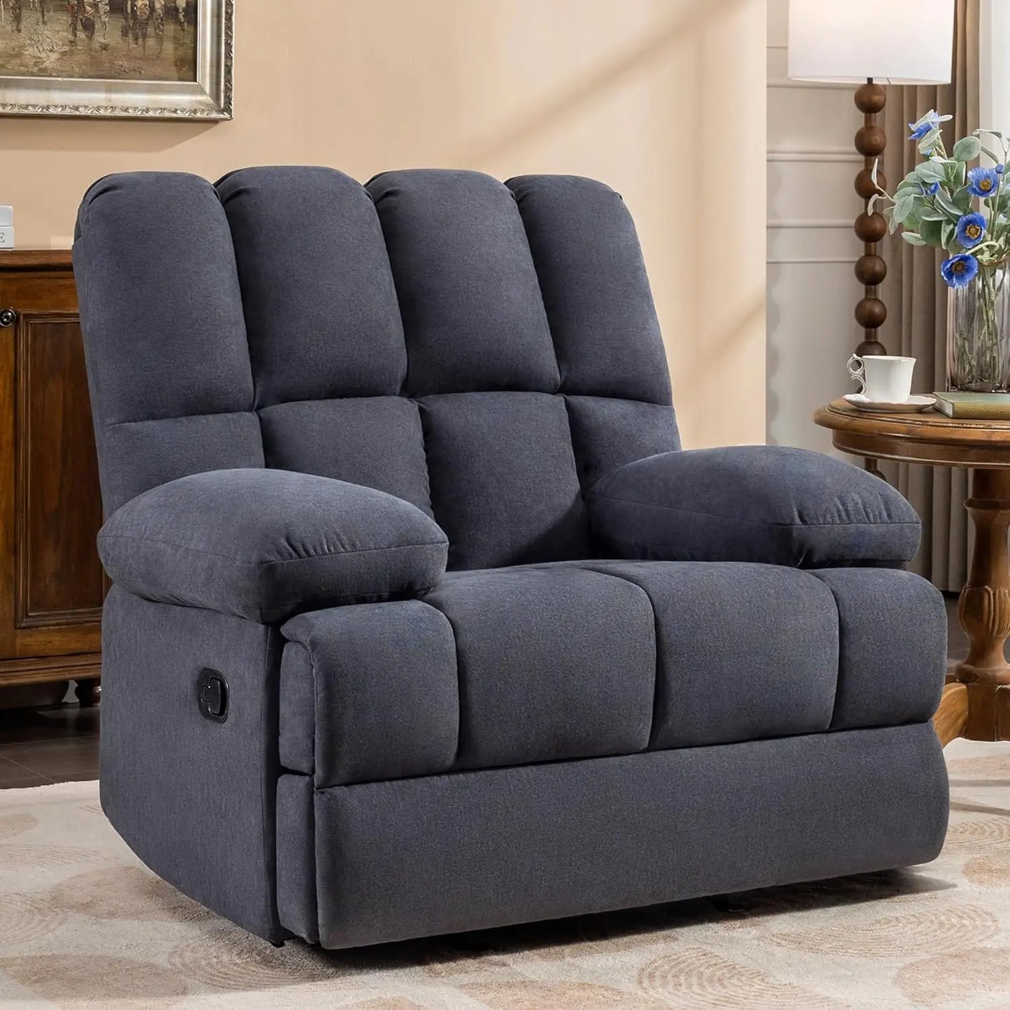 Aryan Oversized Wide Recliner Chair Canva Home