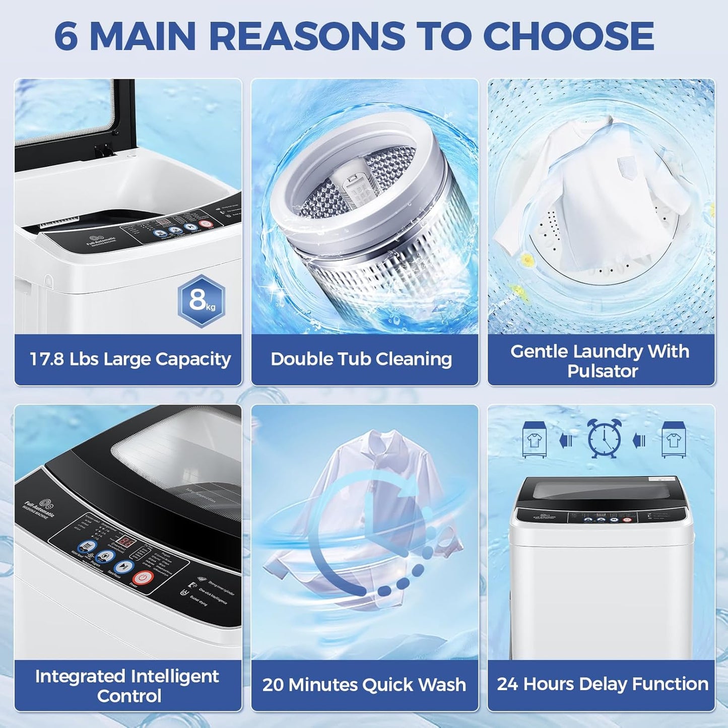 17.8lbs Portable Apartment Ventless Washer & Dryer Combo (Glass)