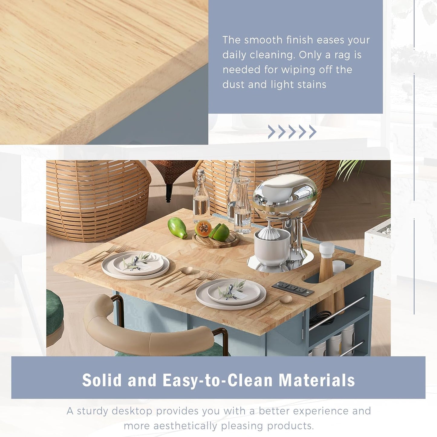 Ollie Rolling Drop Leaf Kitchen Island Cart