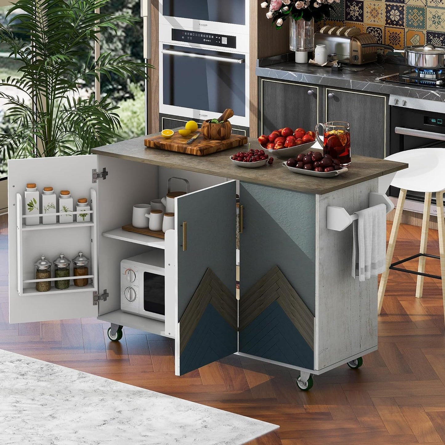 Shane Rolling Drop Leaf Kitchen Island Cart