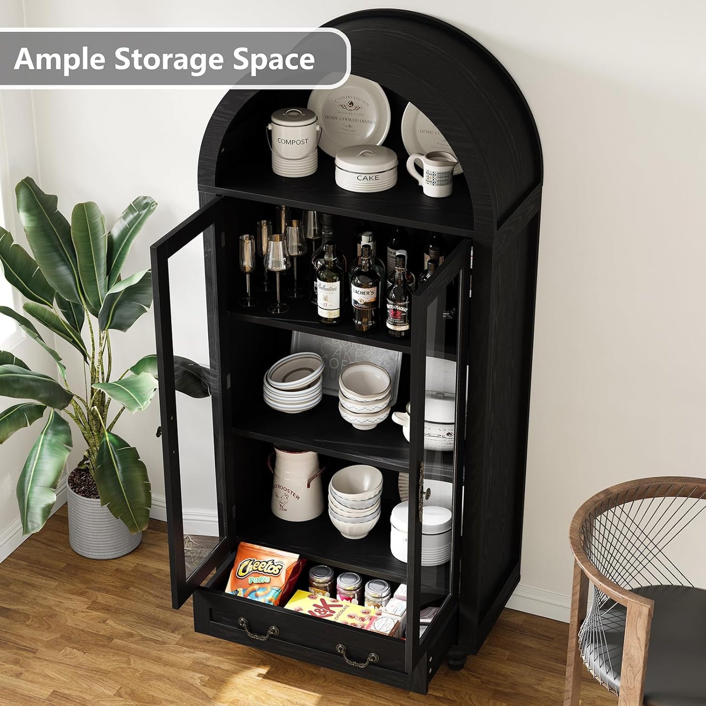 Rivas Black Arched Storage Display Cabinet