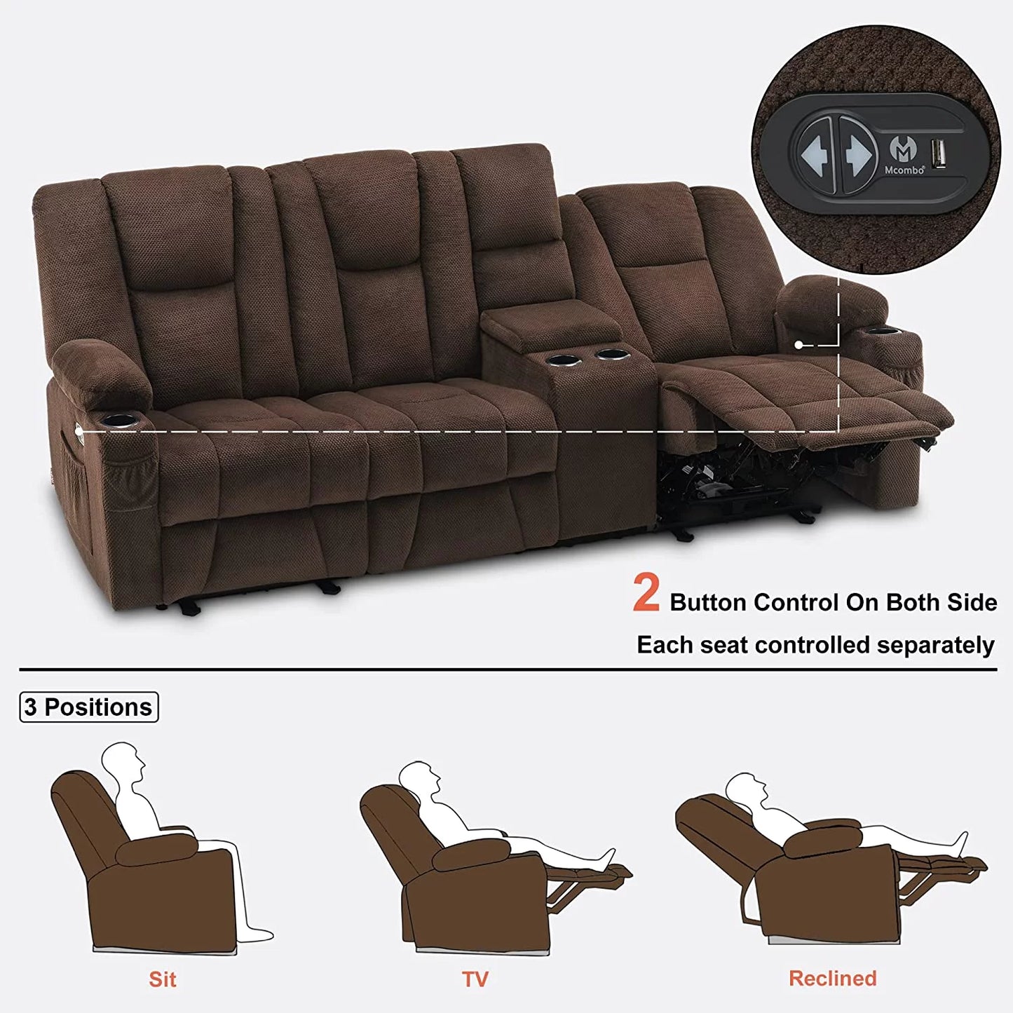 Euan Recliner Loveseat With Console