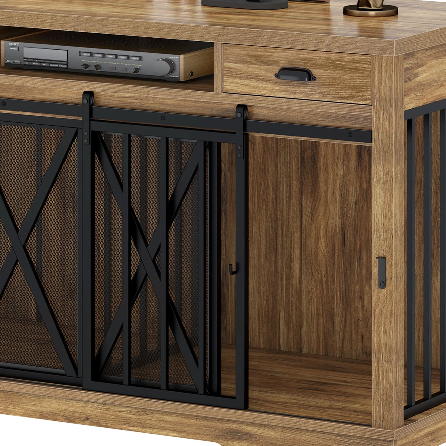 62.6" Enya Double Dog Crate Furniture For 2 Dogs