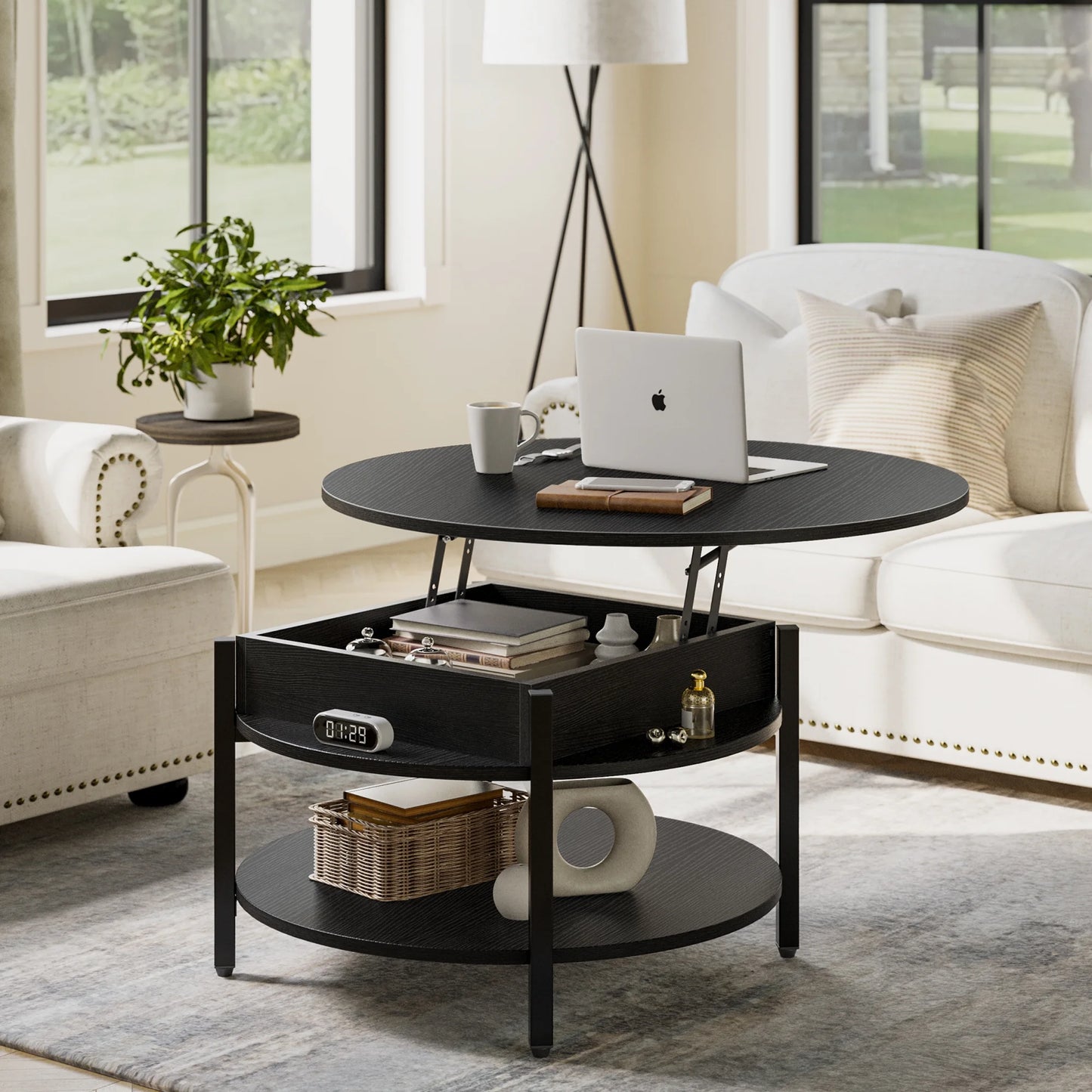 Jerry Round Modern Lift Top Coffee Table