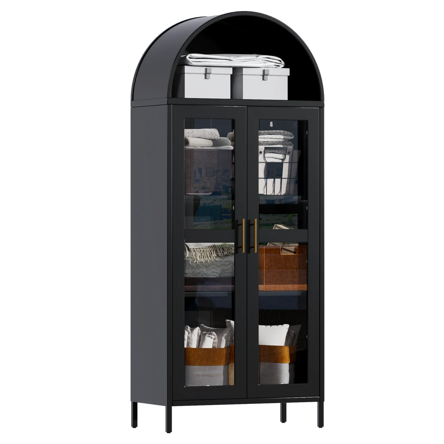 Halle Black Arched Storage Display Cabinet