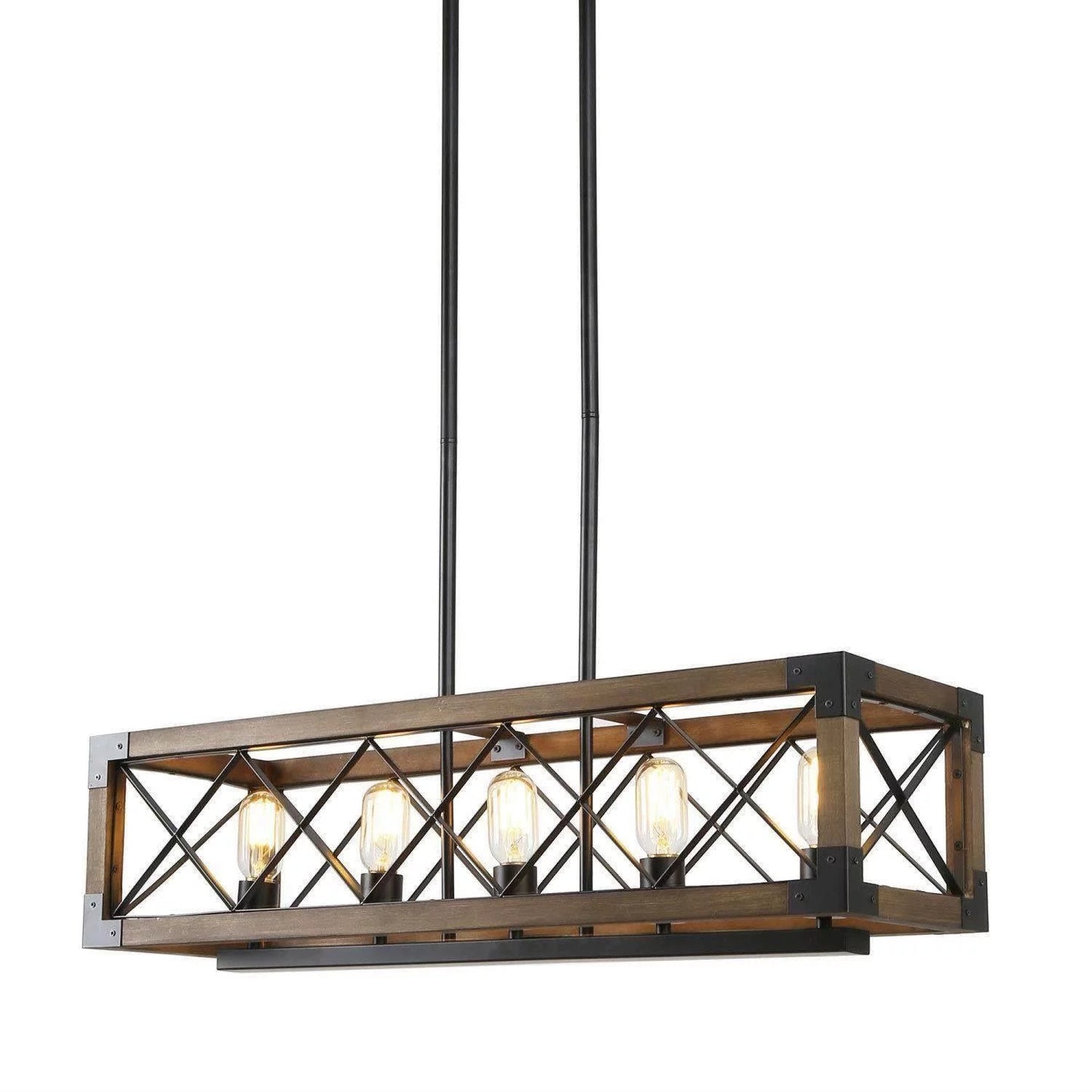 5 Lights Linear Farmhouse Dining Room Chandelier