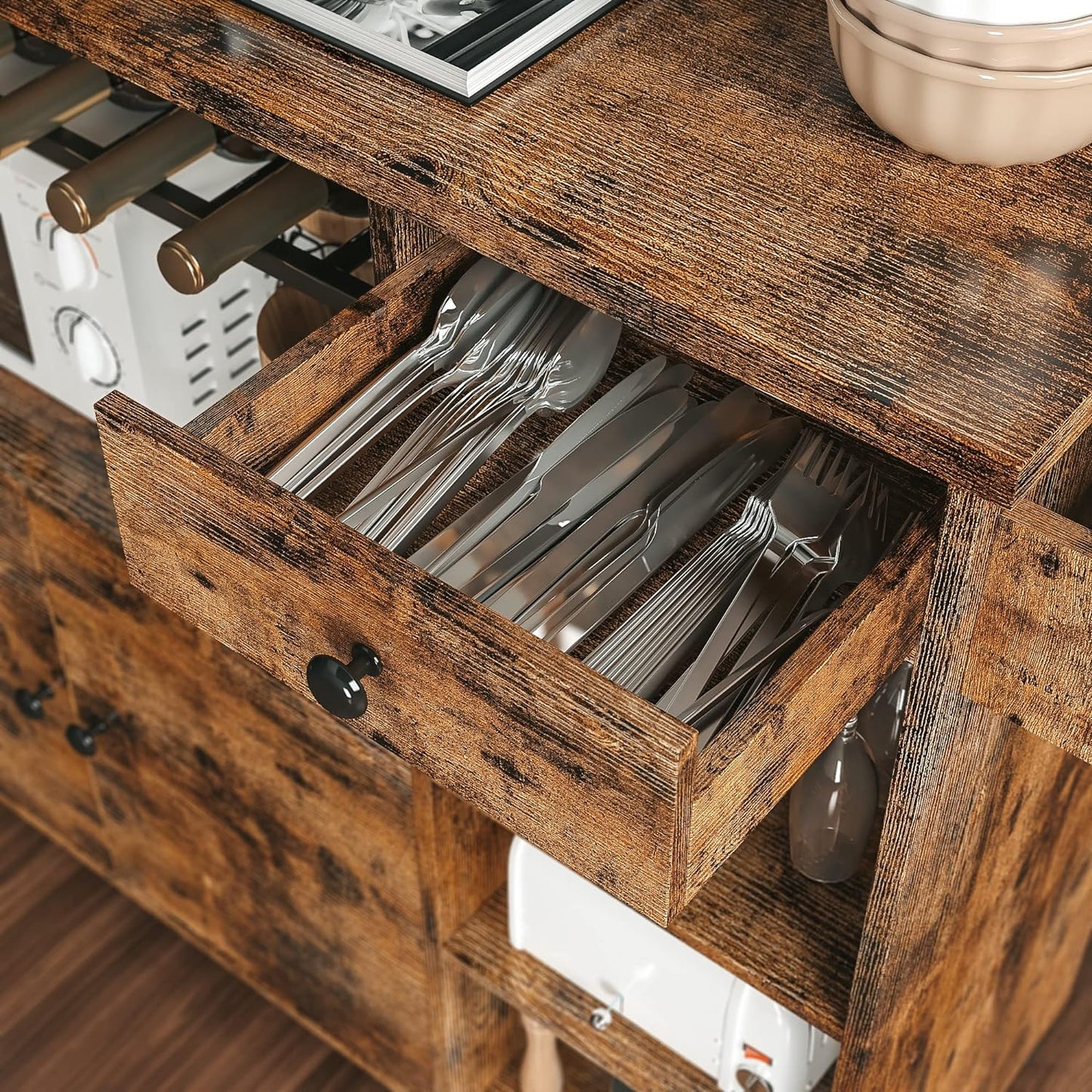 Rustic Rolling Drop Leaf Kitchen Island Cart