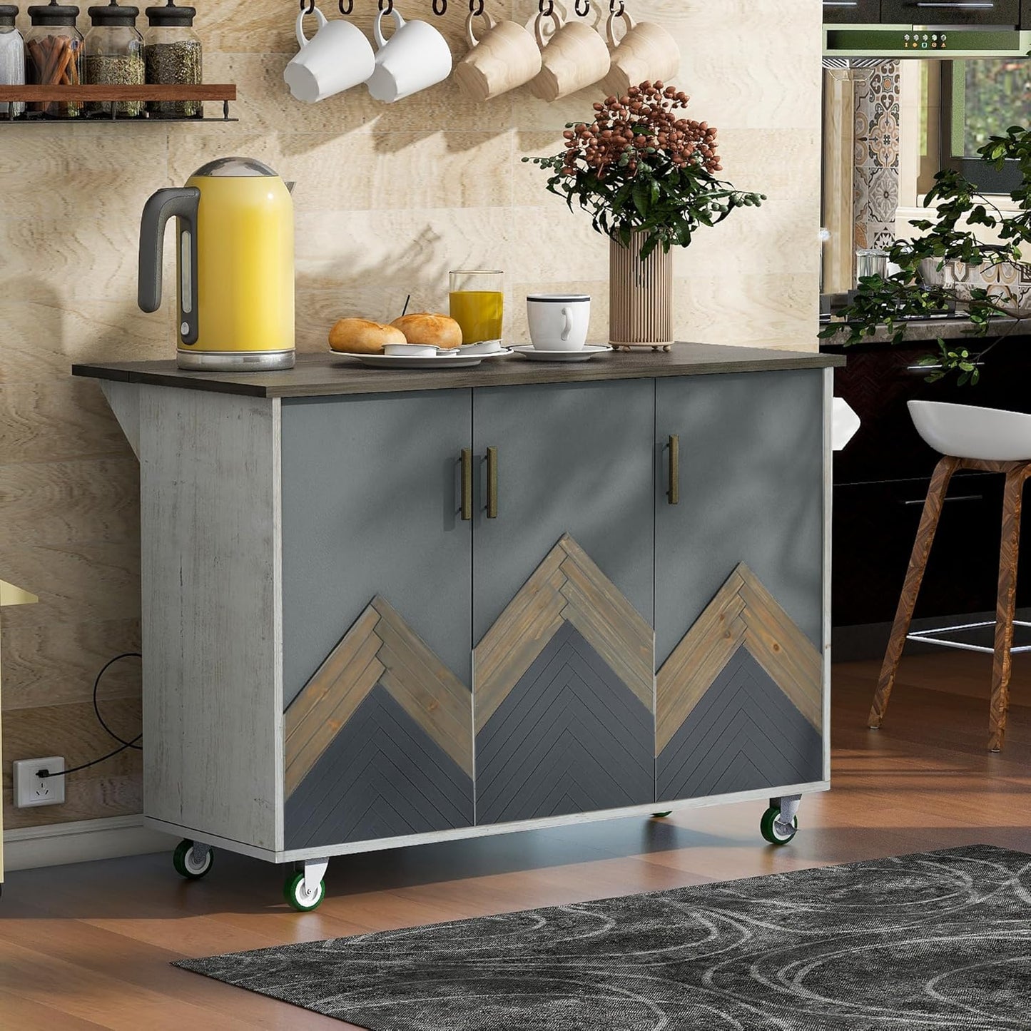 Shane Rolling Drop Leaf Kitchen Island Cart
