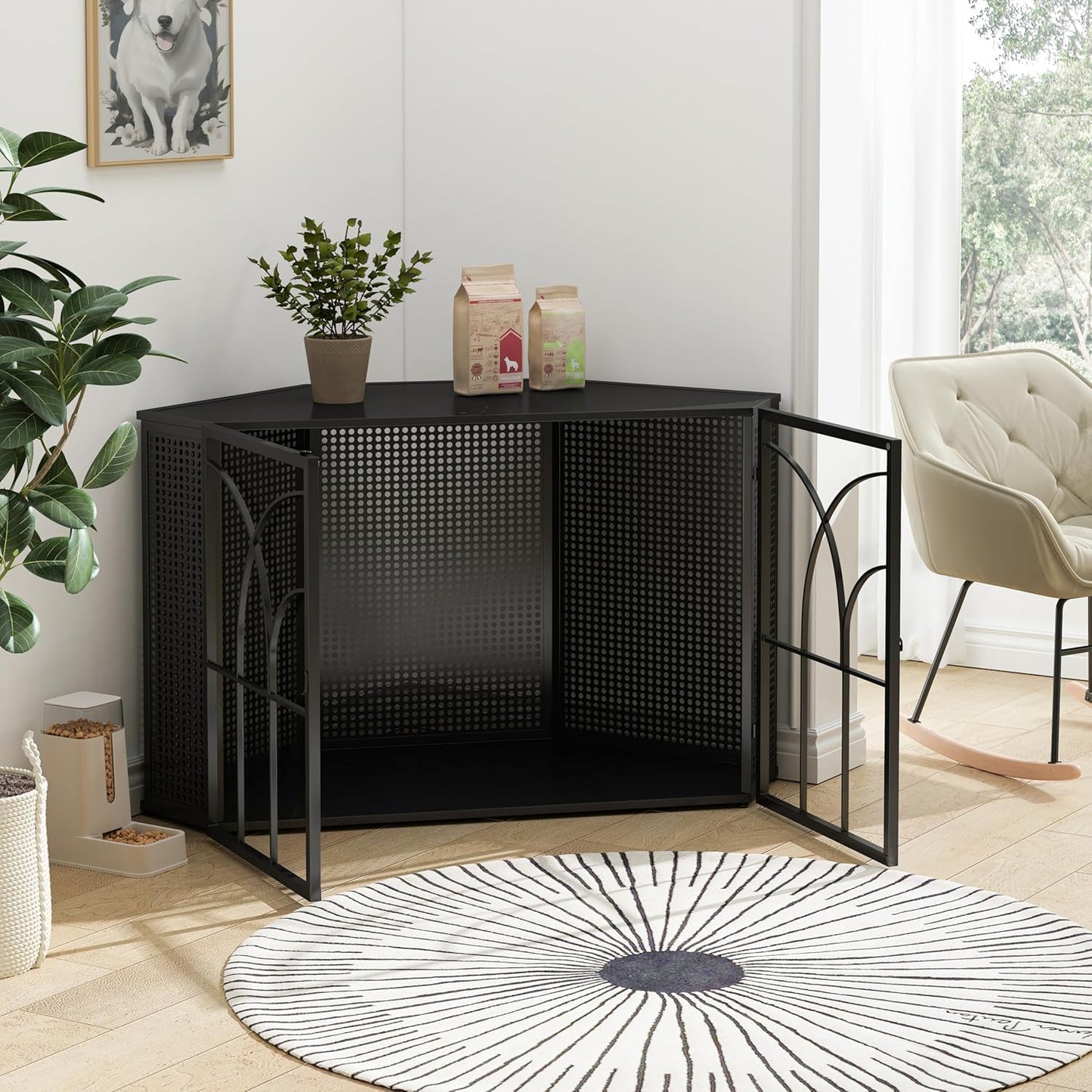 47.2" Nunez Large Corner Dog Crates Furniture