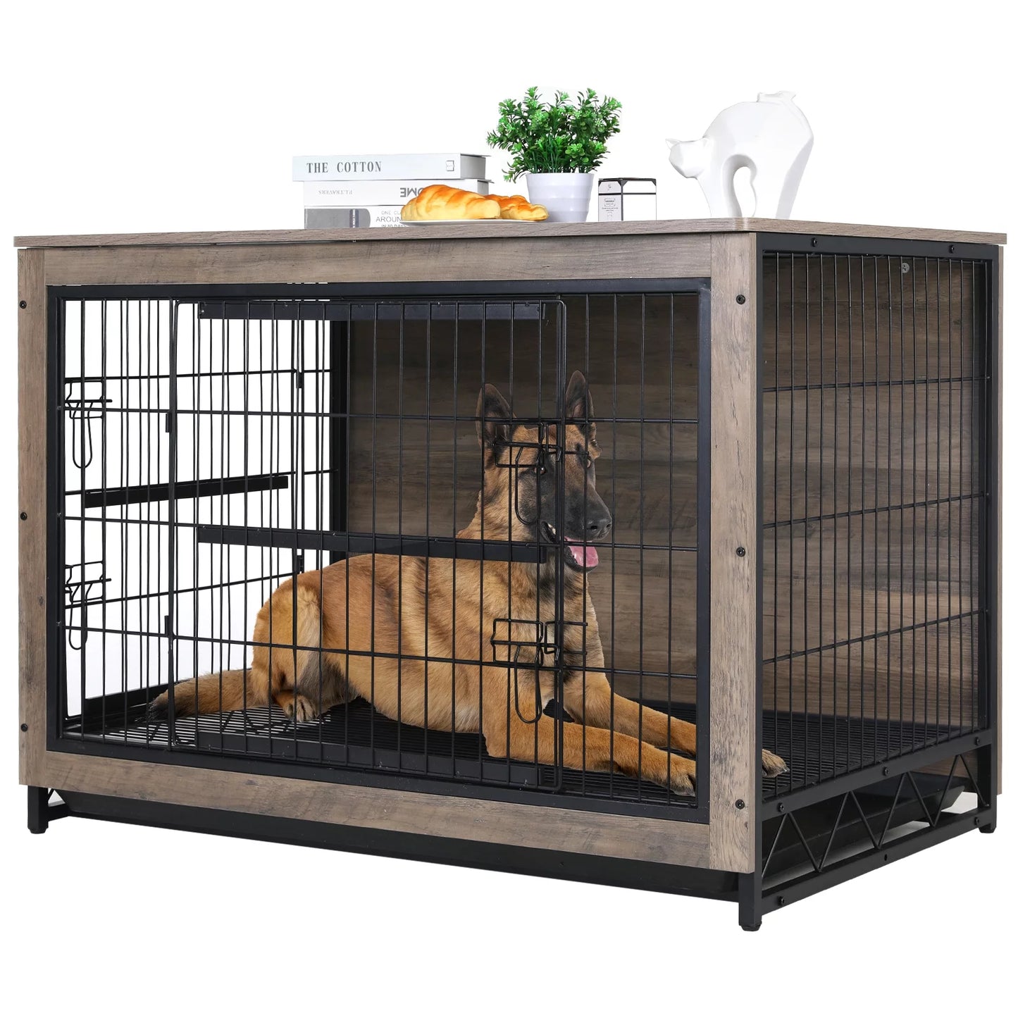 44.1" Salma Rustic Large Dog Crates Furniture