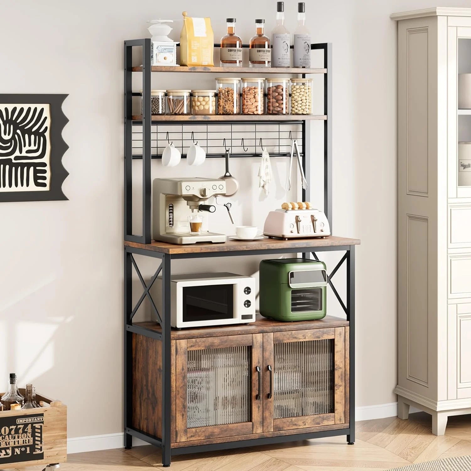 Bakers rack with cabinet hotsell