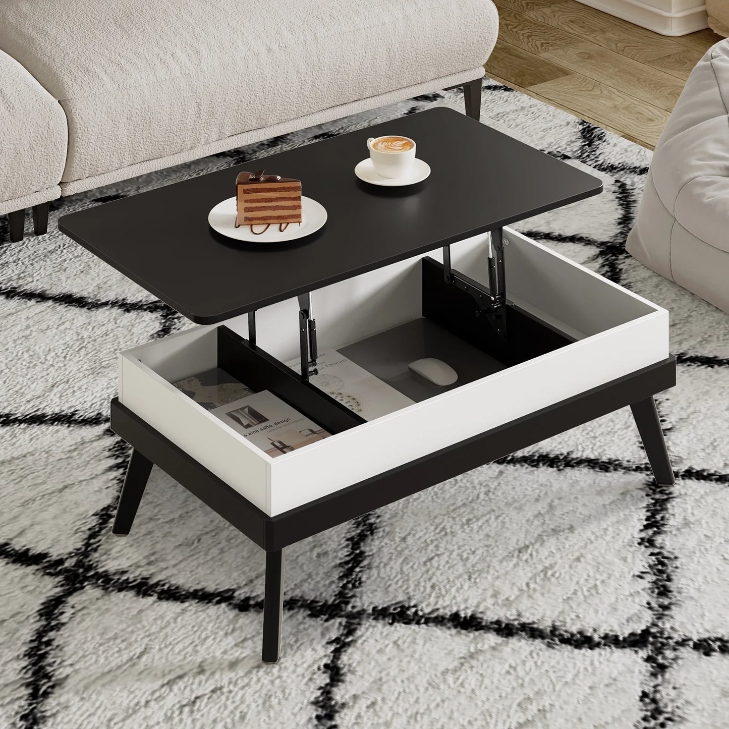 Loui Rustic Lift Top Farmhouse Coffee Table