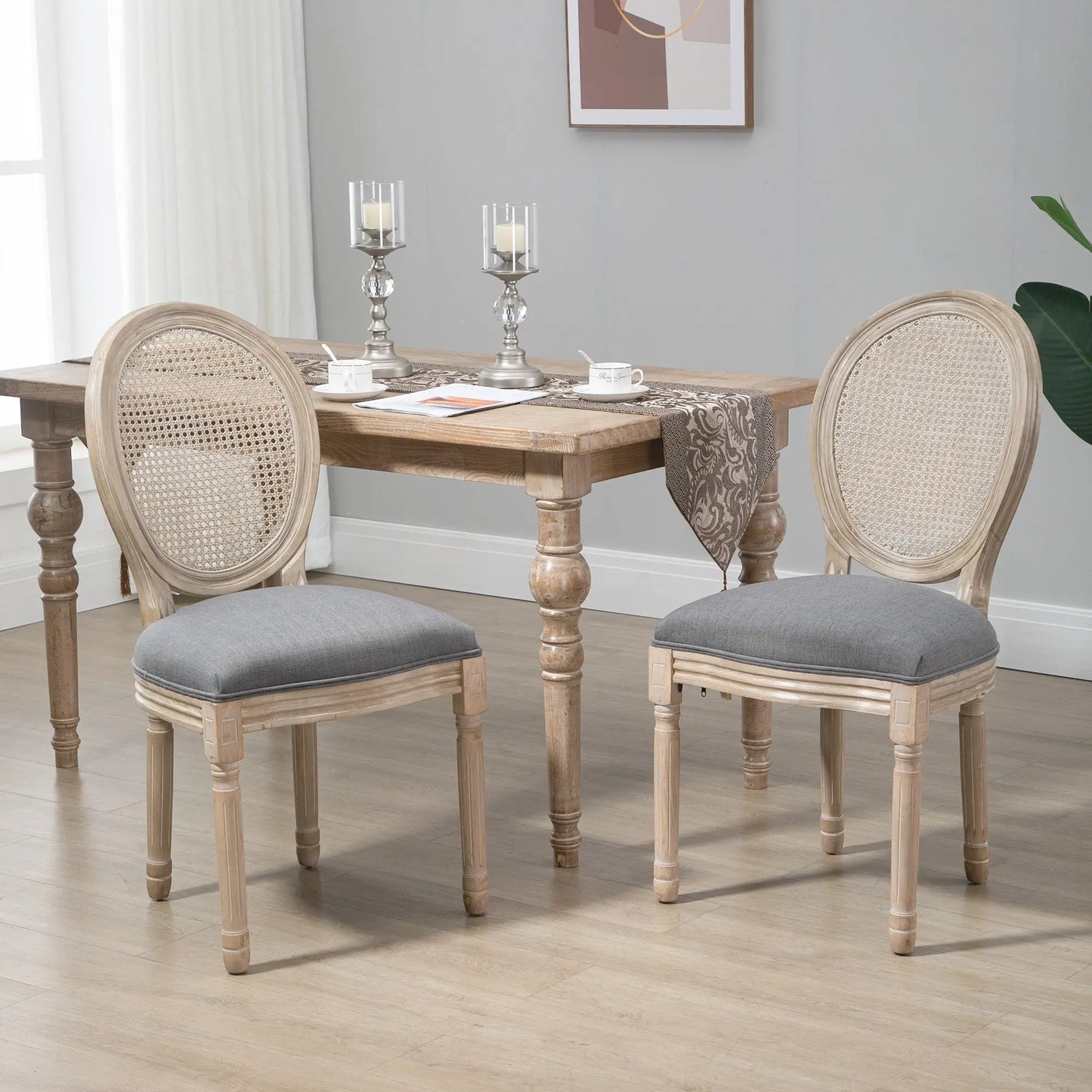 French Mid Century Rattan Dining Chair (Set of 2) Canva Home