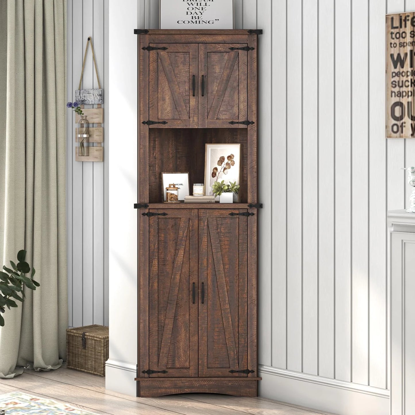Denis Tall Corner Kitchen Pantry Cabinet