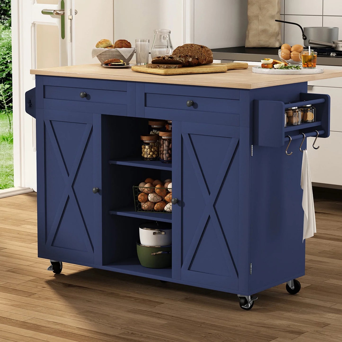 Cole Rolling Drop Leaf Kitchen Island Cart