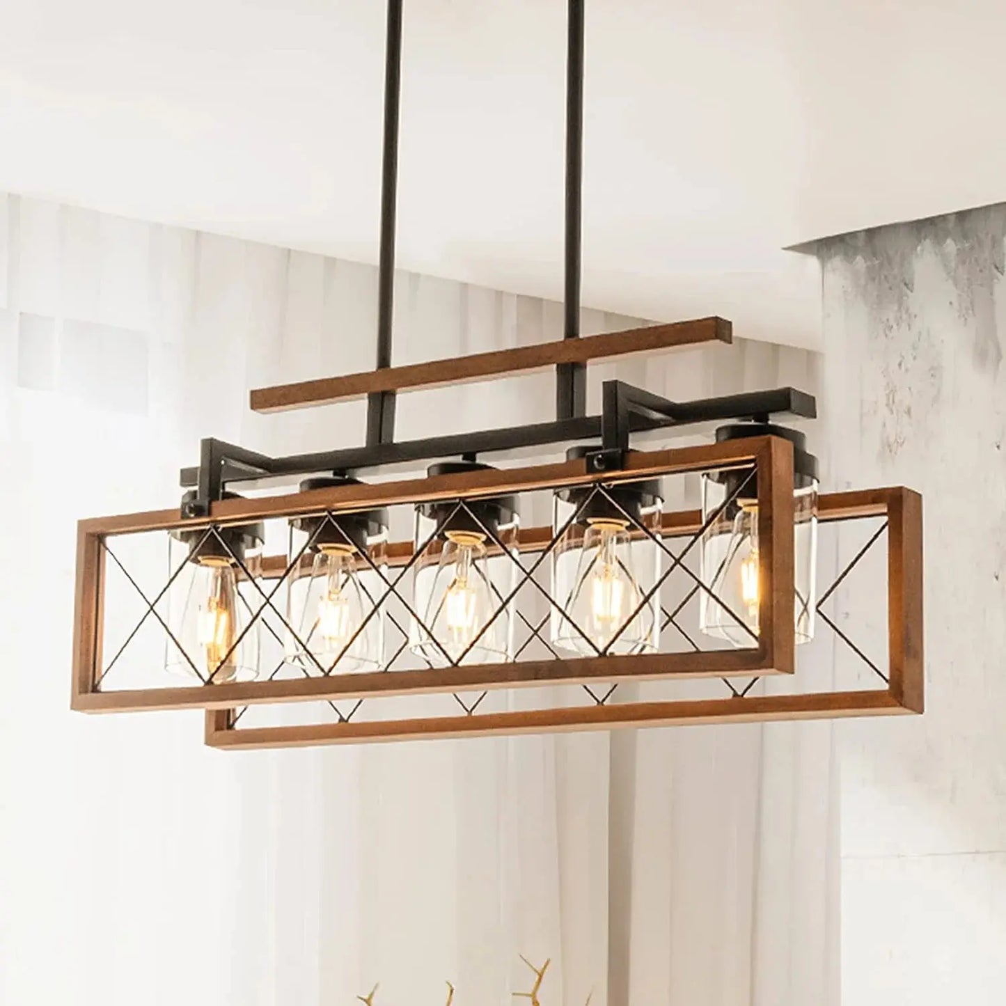 Glass Shades Farmhouse Dining Room Chandelier Canva Home